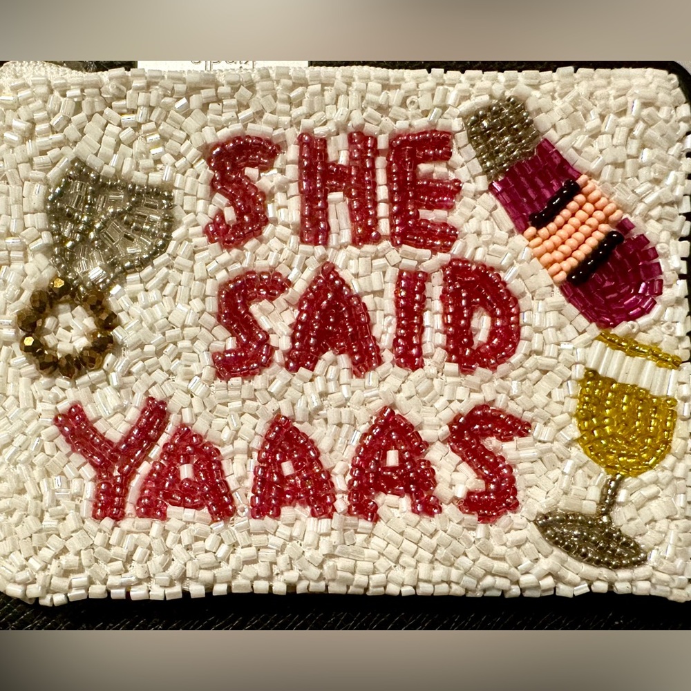 Beaded Clutch with 'She Said Yaaas' Design